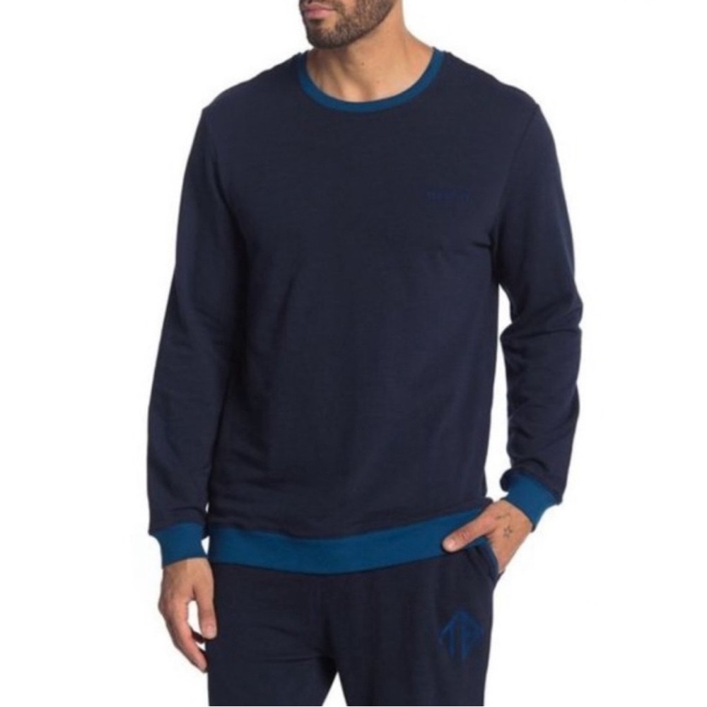 Ted Baker London Designed to Chill ribbed crewneck sweatshirt navy blue M